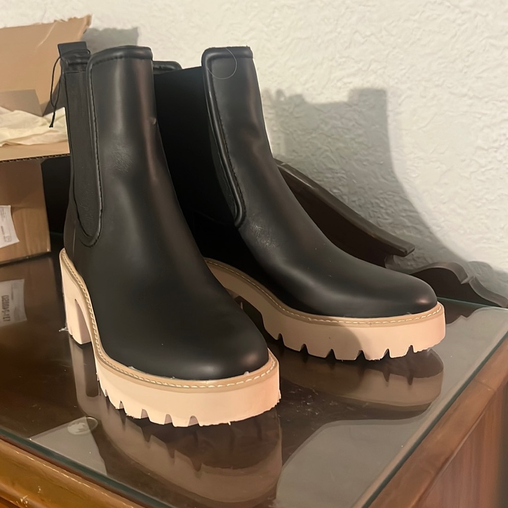Dolce Vita Black Boots with Cream Sole